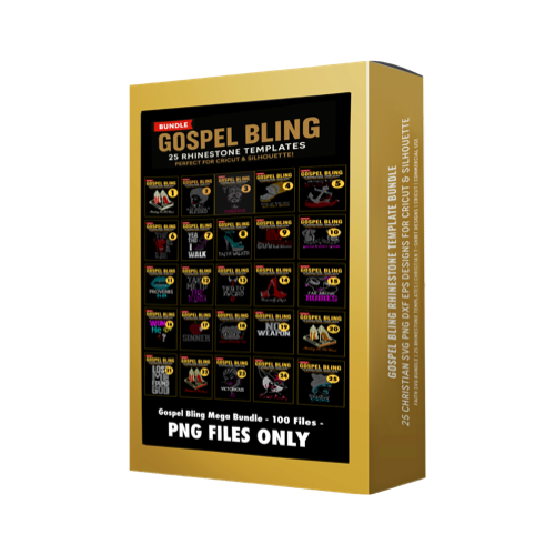 (Gospel Bling Rhinestone PNG FORMAT FILES ONLY Template Bundle – 25 Christian Designs